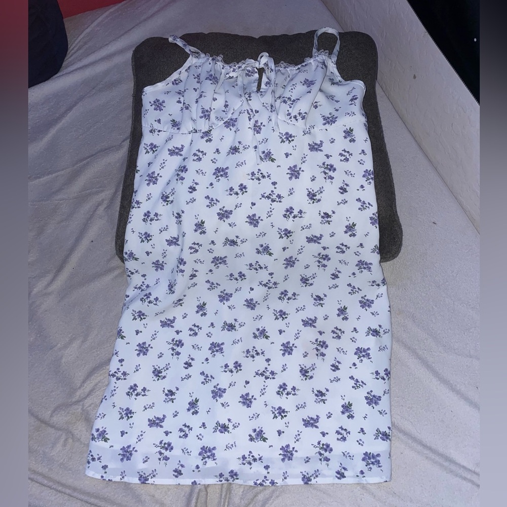 White and Blue flower dress